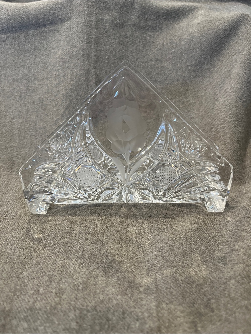 Vtg Crystal Napkin/Letter Holder